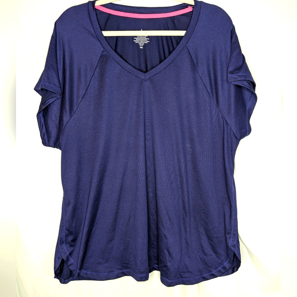 CuddlDuds Navy V-Neck Tee, XXL